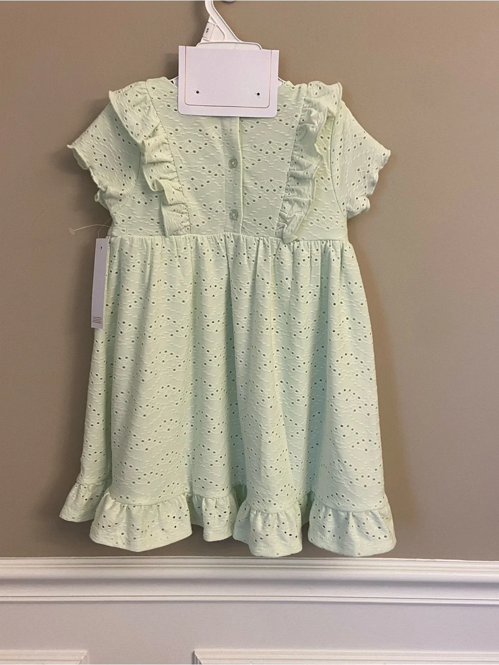 Tahari Girl Mint Eyelet Ruffle Dress with Bow Size 4T, NWT